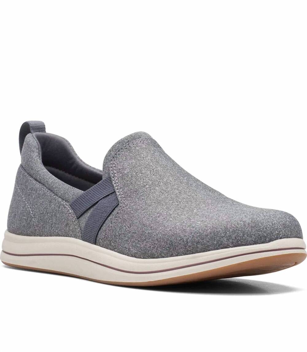 NEW CLARKS women's breeze bali slip-on shoes in dark grey